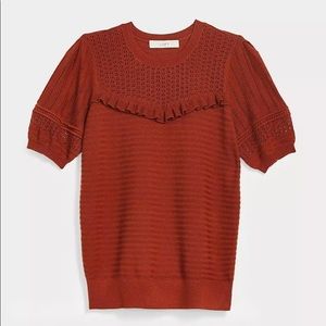 Loft Ruffle Puff Sleeve Sweater Tee XL